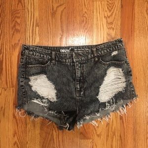 Mossimo Charcoal/Black Distressed Shorts